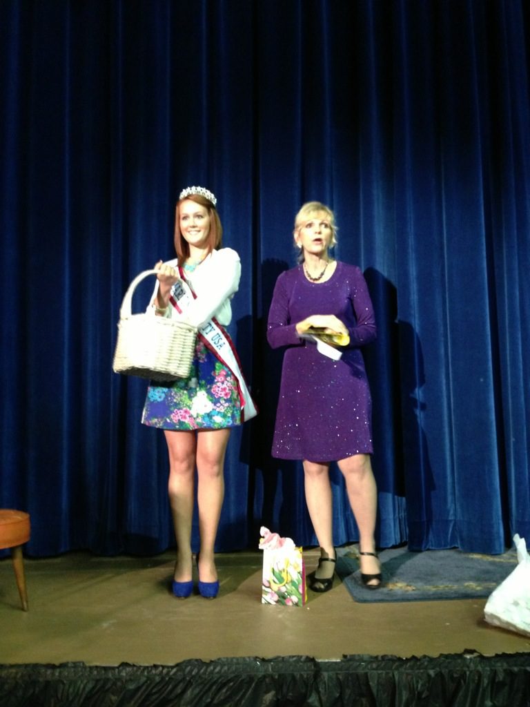 Handing out door prizes at "Father Knows Best"