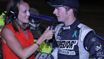 Interviewing USAC driver Chase Stockon at the 2013 USAC races at Bubba Raceway Park in Ocala